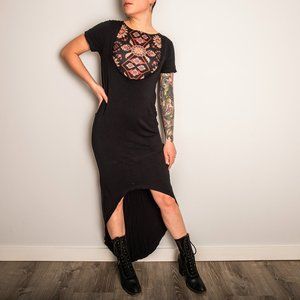 Hi-Lo Black Dress with Low Scoop Neck